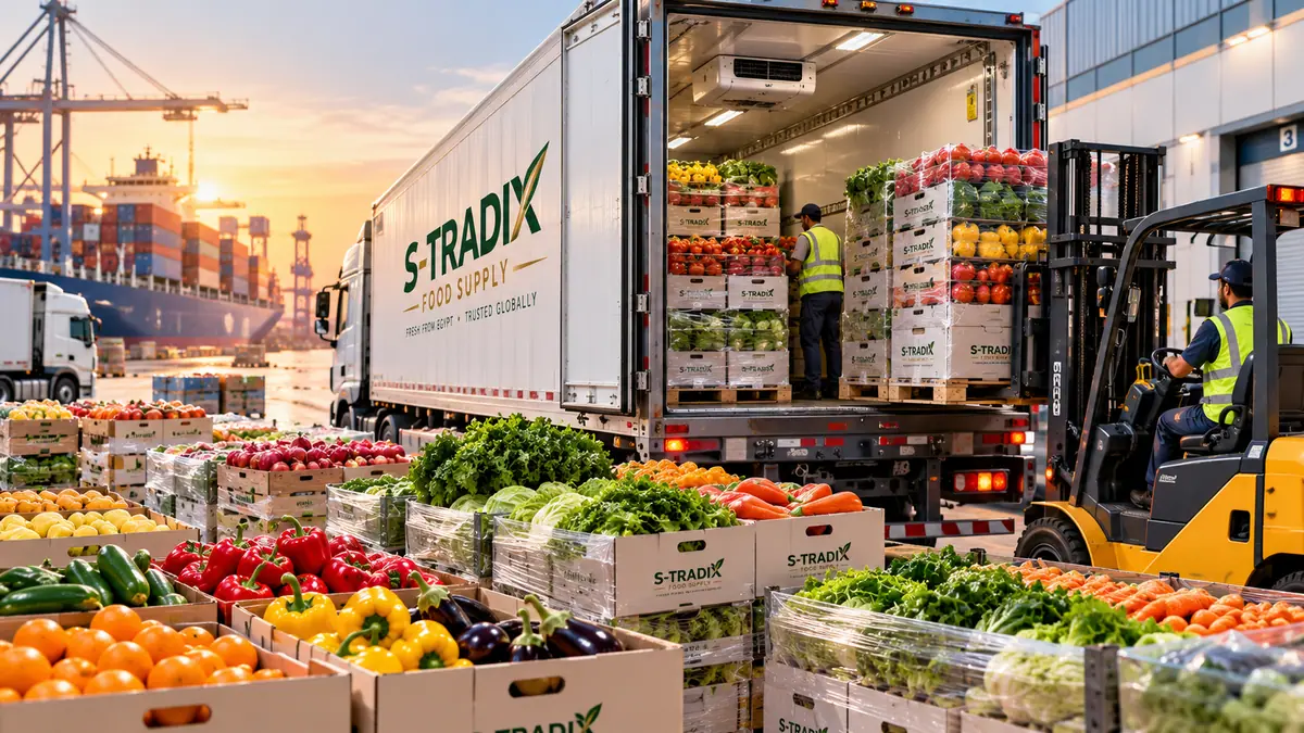 S-TRADIX Food Supply truck loading fresh produce at port
